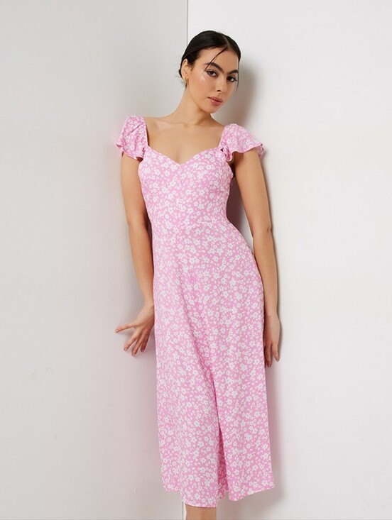 Ardene Dresses & Skirts - Pink Floral Off-Shoulder Maxi Dress